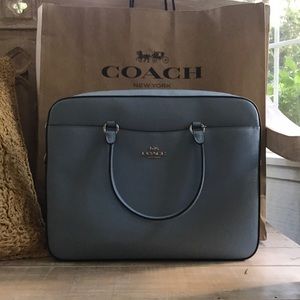 Coach light blue laptop bag